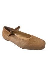Julieta Mary Janes in Beige Calf Hair