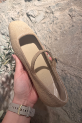 Julieta Mary Janes in Beige Calf Hair