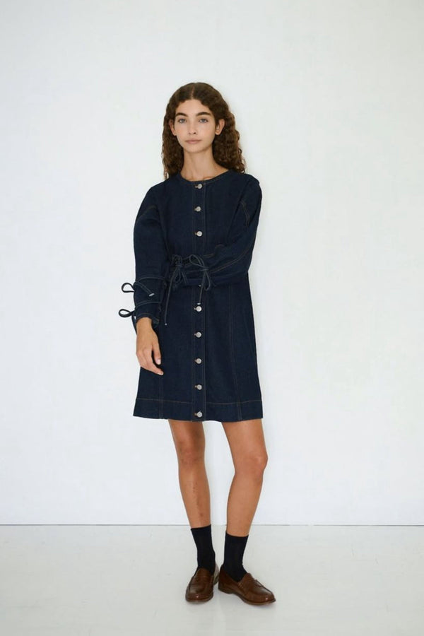 Lace Denim Mini Dress