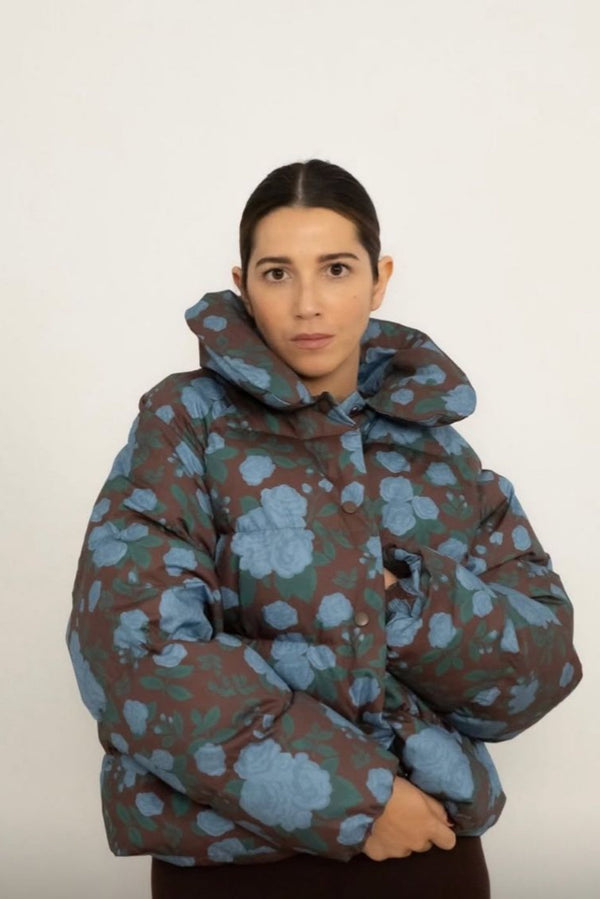 Rose Puff Jacket in Brown