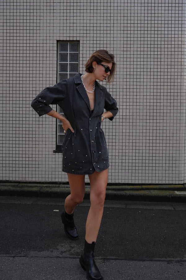 Bette Studded Dress in Raven