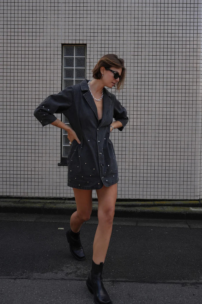 Bette Studded Dress in Raven