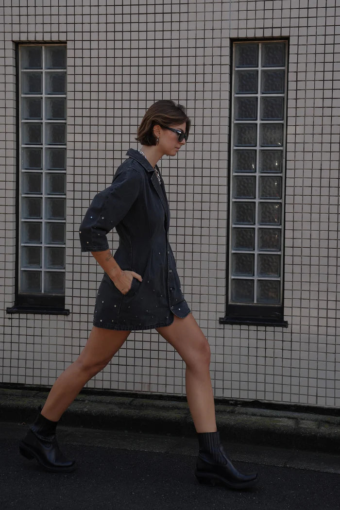 Bette Studded Dress in Raven