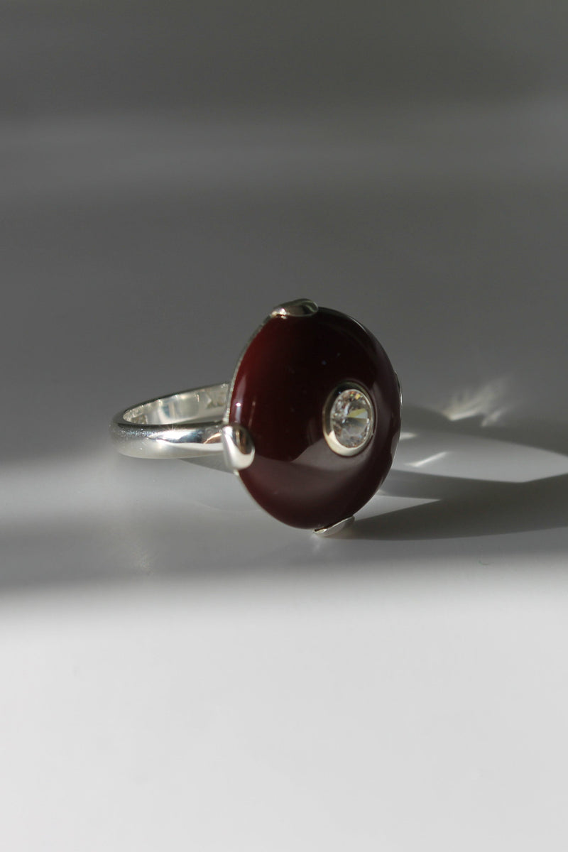 Celt Ring Burgundy in Silver