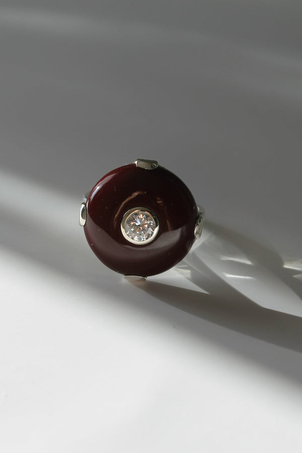 Celt Ring Burgundy in Silver