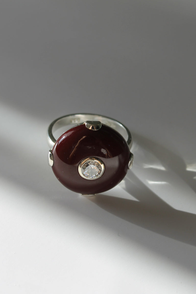 Celt Ring Burgundy in Silver