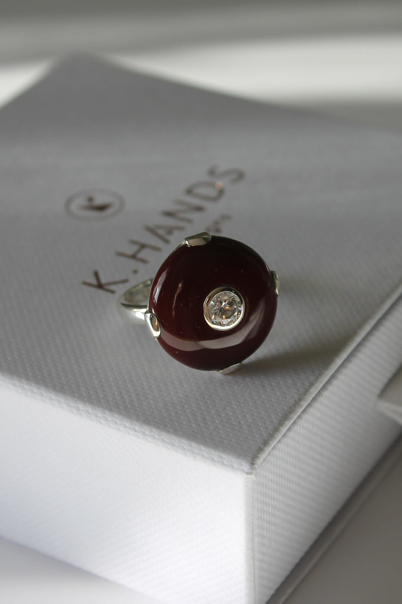 Celt Ring Burgundy in Silver