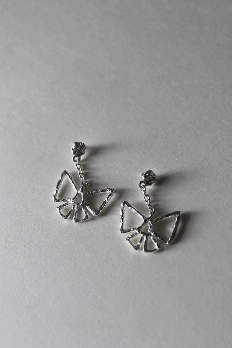Bow Drop Earrings in Silver