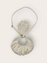 Ruche Clutch Ivory Satin