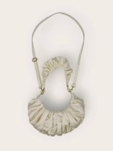 Ruche Clutch Ivory Satin