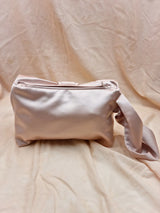Bow Clutch in Blush Satin