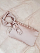 Knot Clutch in Blush Satin