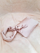 Knot Clutch in Blush Satin