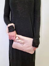 Knot Clutch in Blush Satin