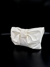 Bow Clutch in Porcelain Satin