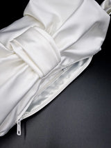 Bow Clutch in Porcelain Satin