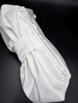 Bow Clutch in Porcelain Satin