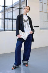 Bow Clutch in Gilded Cotton Silver
