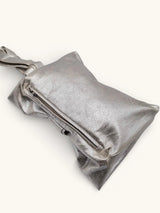 Bow Clutch in Gilded Cotton Silver