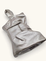 Bow Clutch in Gilded Cotton Silver