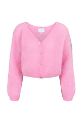 Cropped Mohair Knit in Soft Berry