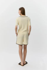 Jamie Knit Polo in Off White