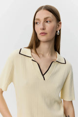 Jamie Knit Polo in Off White