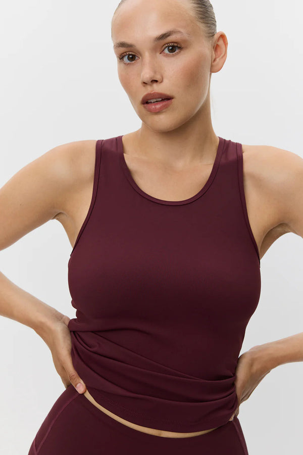 Janet Sports Top in Burgundy