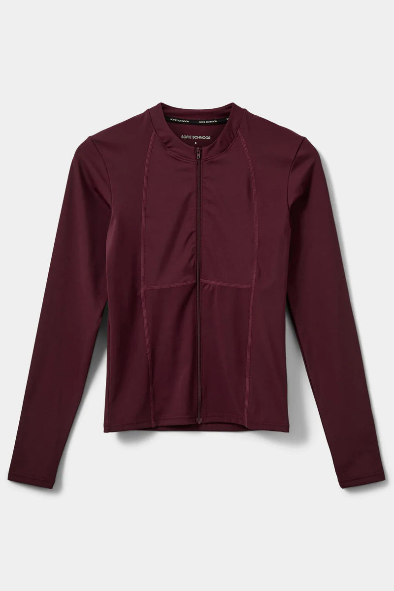 Jaya Zip Up Sports Jacket in Burgundy
