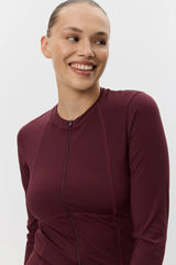 Jaya Zip Up Sports Jacket in Burgundy