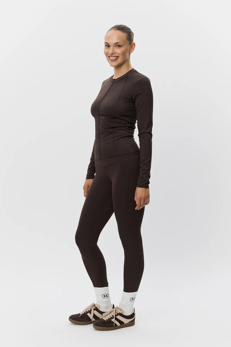 Jaya Zip Up Sports Jacket in Dark Brown