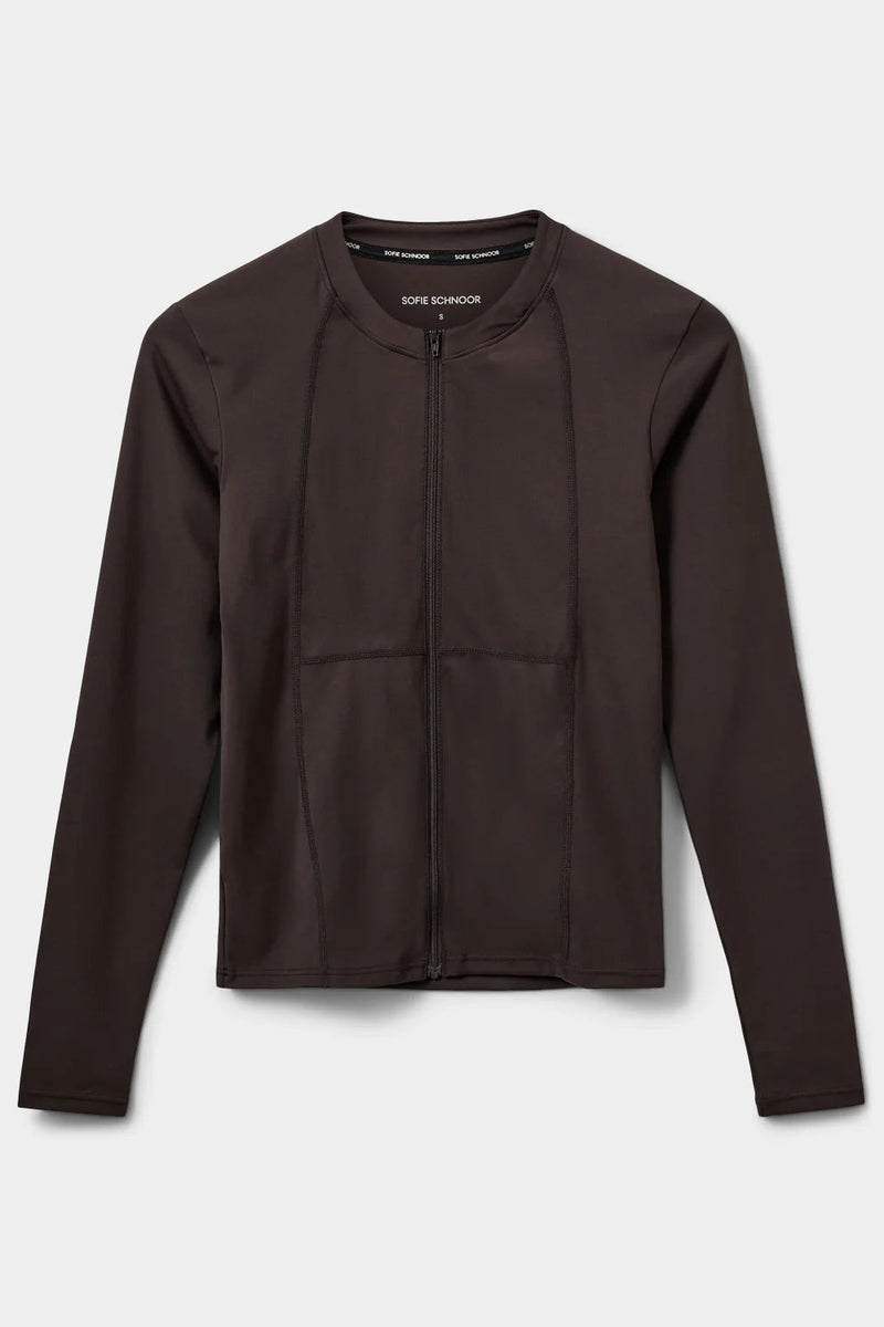Jaya Zip Up Sports Jacket in Dark Brown