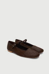 Julieta Mary Janes in Chocolate Calf Hair