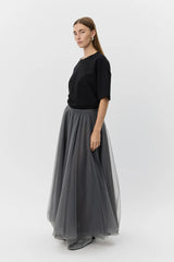 Kayla Tulle Skirt in Stone Grey