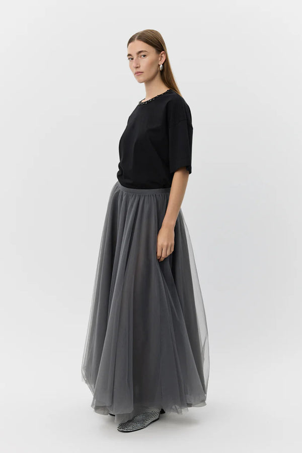 Kayla Tulle Skirt in Stone Grey
