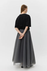 Kayla Tulle Skirt in Stone Grey