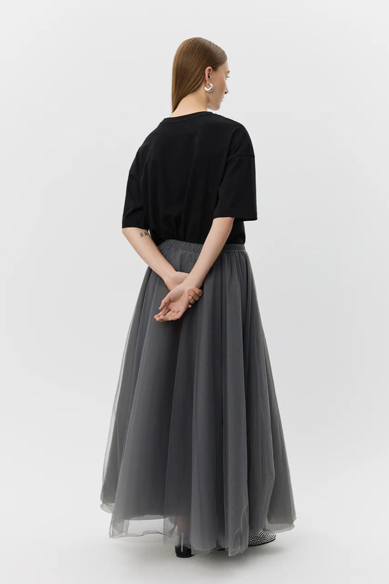 Kayla Tulle Skirt in Stone Grey