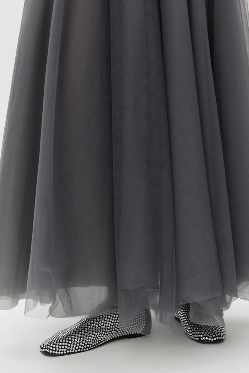 Kayla Tulle Skirt in Stone Grey