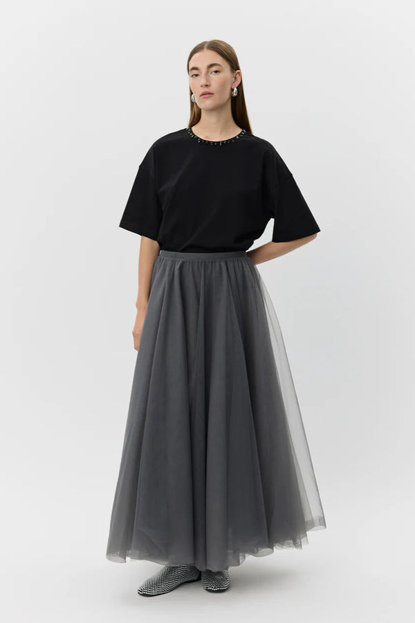 Kayla Tulle Skirt in Stone Grey