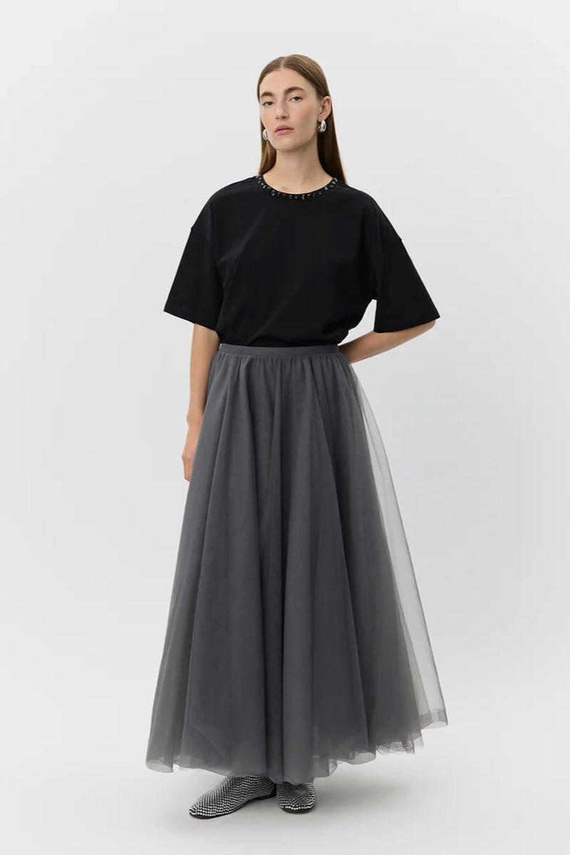 Kayla Tulle Skirt in Stone Grey