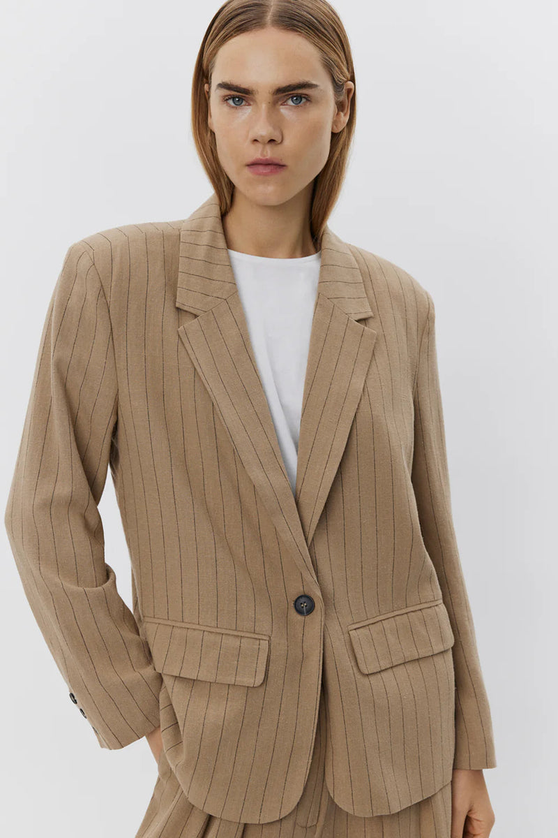 Striped Blazer in Striped Brown