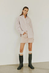 Oversized Striped Shirt in Light Rose