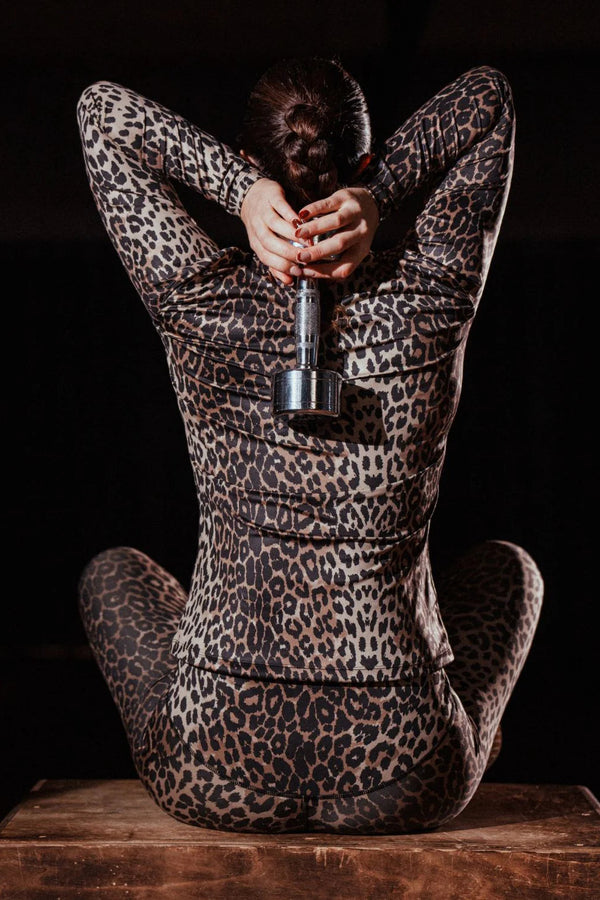 Long Sleeve Quarter Zip in Leopard Print