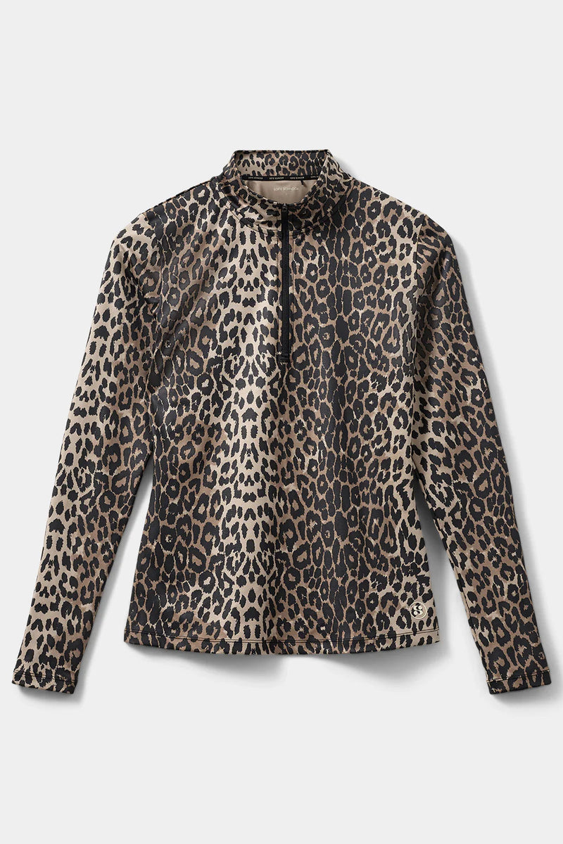 Long Sleeve Quarter Zip in Leopard Print