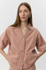 Short Sleeve Denim Shirt in Rose Denim