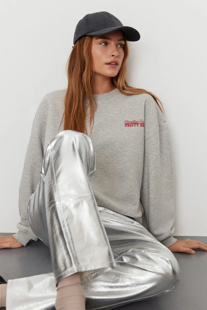 Metallic Trouser In Silver