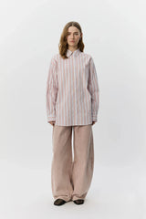 Oversized Striped Shirt in Light Rose