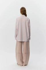 Oversized Striped Shirt in Light Rose