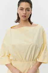 Boat Neck Blouse in Light Yellow