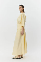 Boat Neck Blouse in Light Yellow